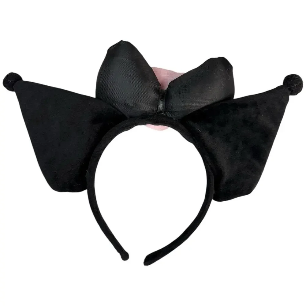 Sanrio Kuromi Puroland Cat Bow Black Plush Headband Cosplay Costume Accessory